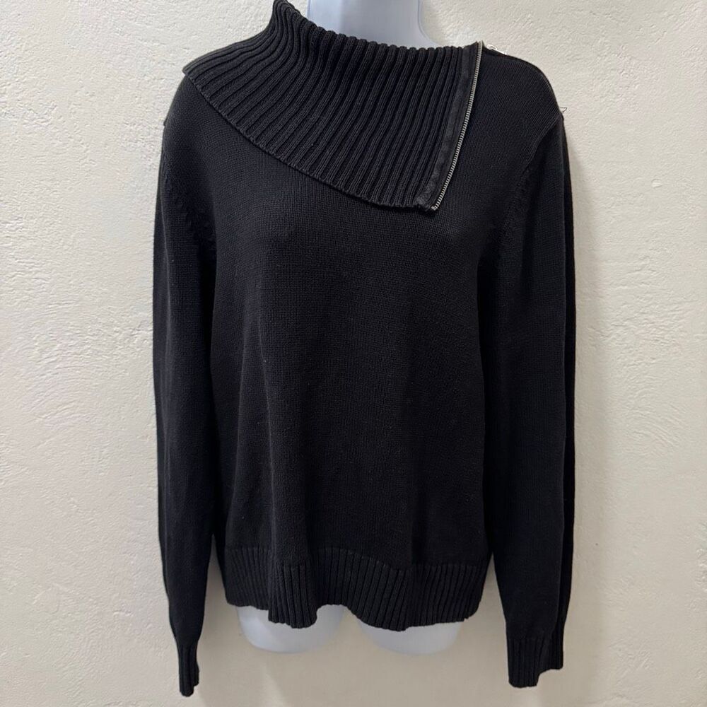 Vintage Willi Smith Black Cotton Zipper Turtleneck Sweater XL